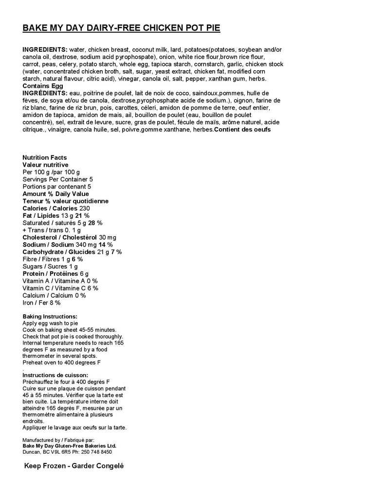 Dairy-free Chicken Pot Pie - NEW SIZE